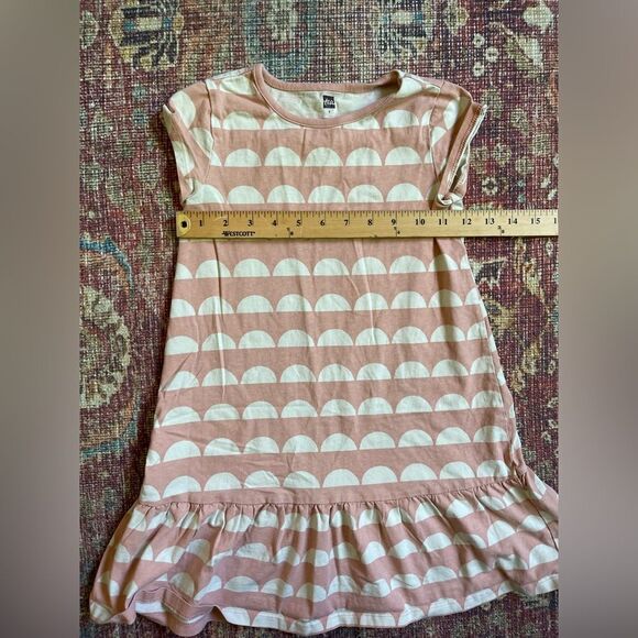 Tea Collection Girls 7 Pink and White Half moon Patterned sleeveless Dress - Picture 3 of 7